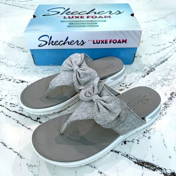 Sketchers Intergrades - Sweet Serene Platform Thong Sandals Gray Size 11 - Picture 1 of 6
